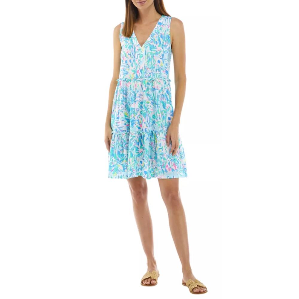 Lilly Pulitzer Women’s Lorina Swing Colorful Tiered Dress sz Medium Preppy